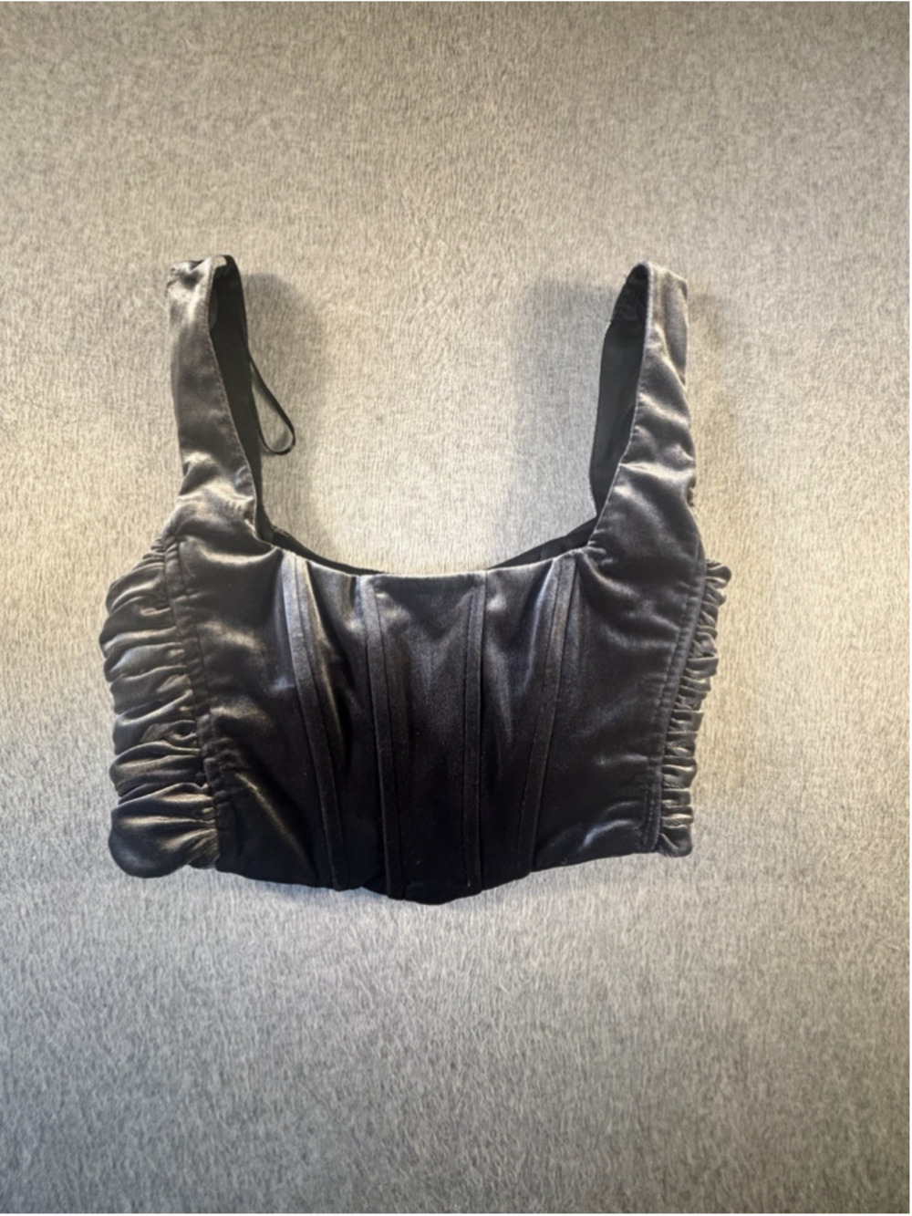 ZARA Women’s Black Satin Ruched Corset Crop Top Size Small NWT 9541/510/922